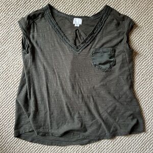 FP Movement by Free People Black V-Neck Tee with Pocket